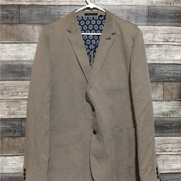 Ted Baker London Lyocell Linen Blend Blazer Men’s Size 6 Brown Tan 2 Button - Picture 5 of 12